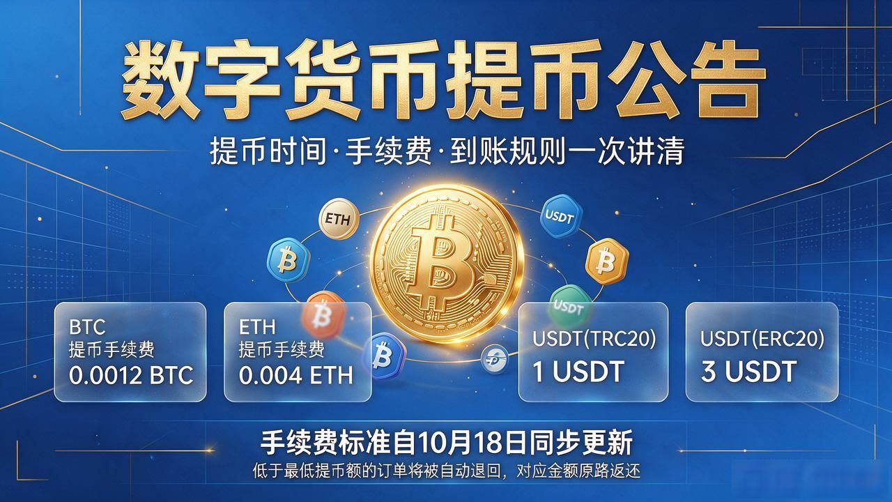 数字货币提币公告，提币时间手续费到账规则一次讲清