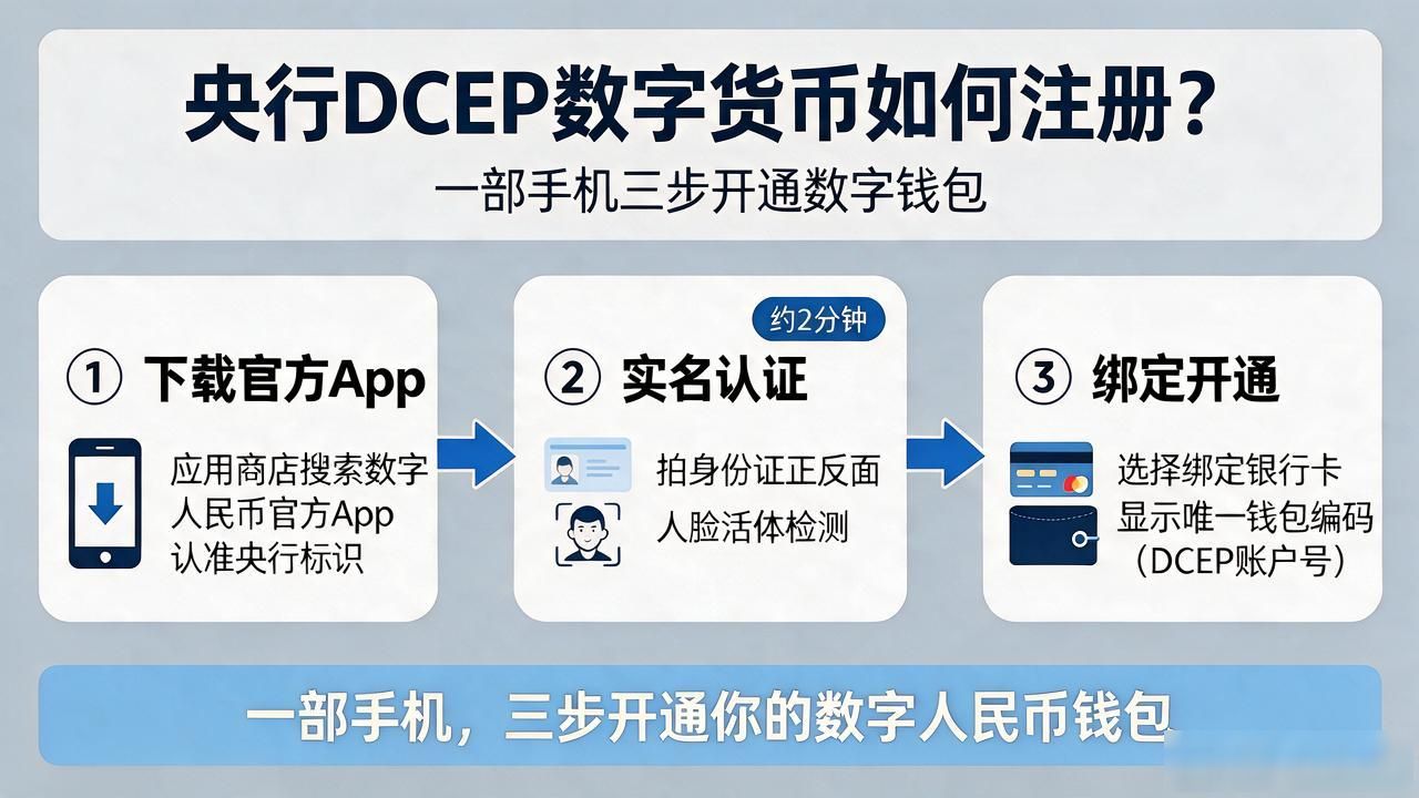 央行dcep数字货币如何注册？一部手机三步开通数字钱包